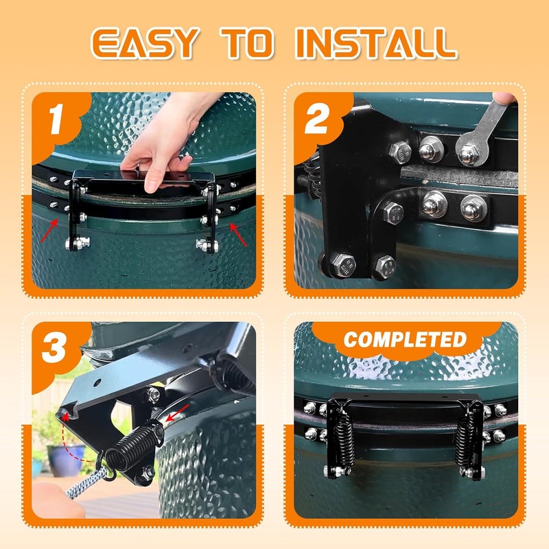 Vankey Replacement Hinge Assembly for Minimax Green Egg – Compact Powder Coated Steel Hinge with 304 Stainless Steel Spring, Heavy-Duty Hinges Hardware Kit for Portable Egg Grills (Minimax) - Image 4